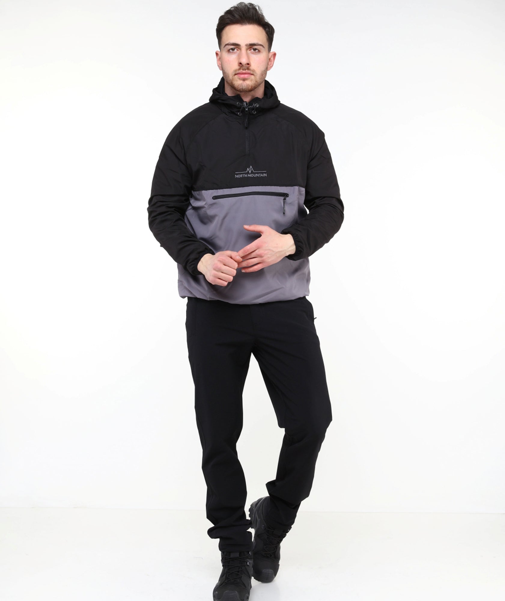 Speed Koşu Yağmurluğu Gri/Siyah